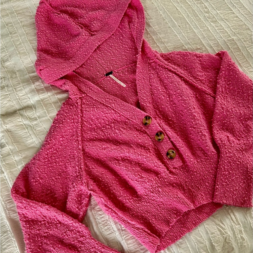 Free People Textured Hooded Cardigan
